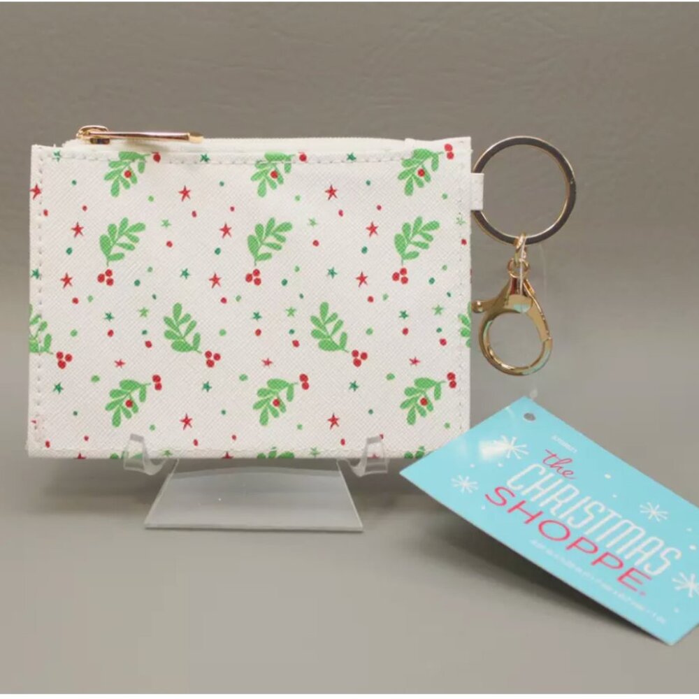 The Christmas Shoppe - Coin Purse - ID Holder - Card Wallet Zip w/Key Chain NWT